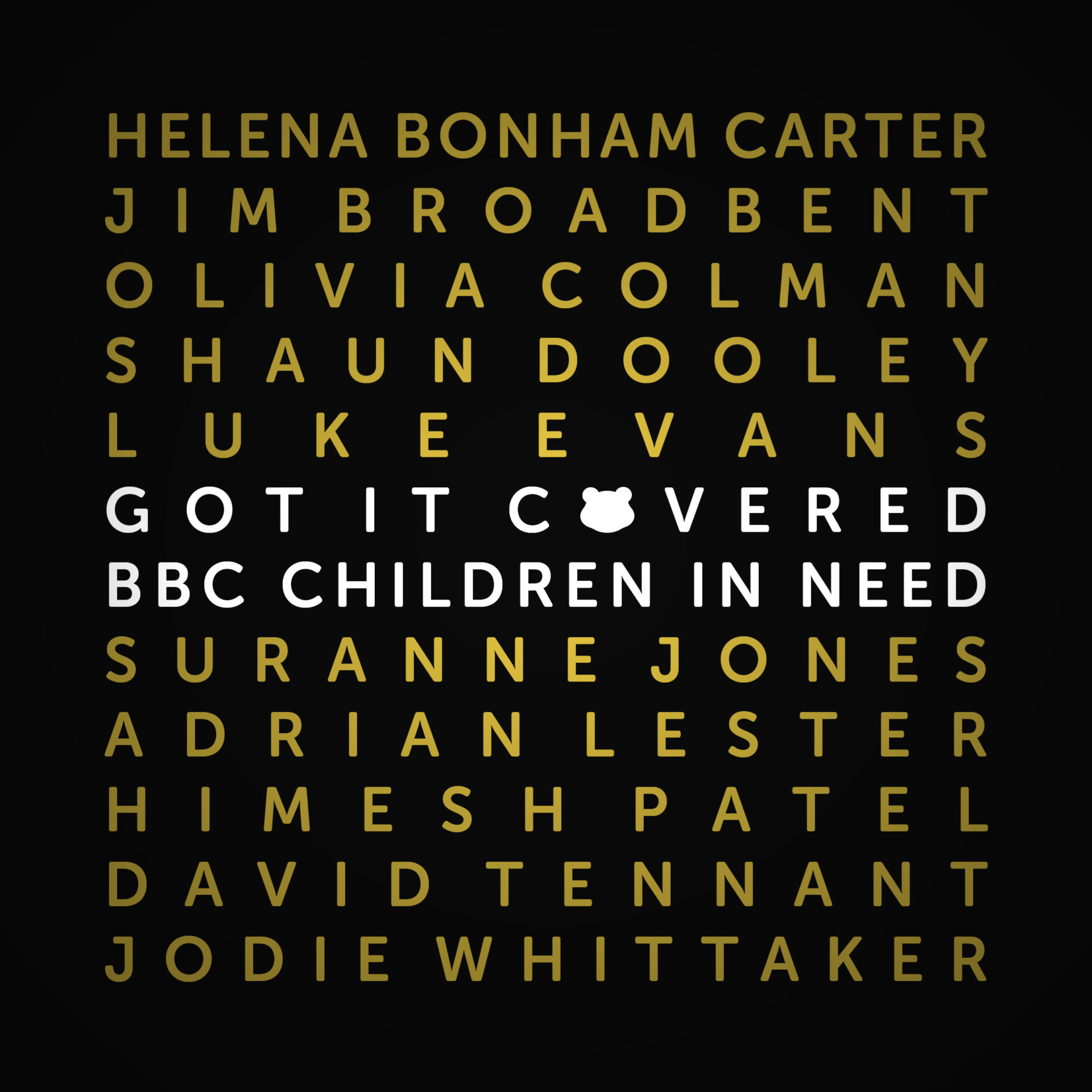 Got it Covered Album cover with the actors names in gold with the title in white
