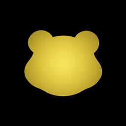 Gold pudsey head on a black background