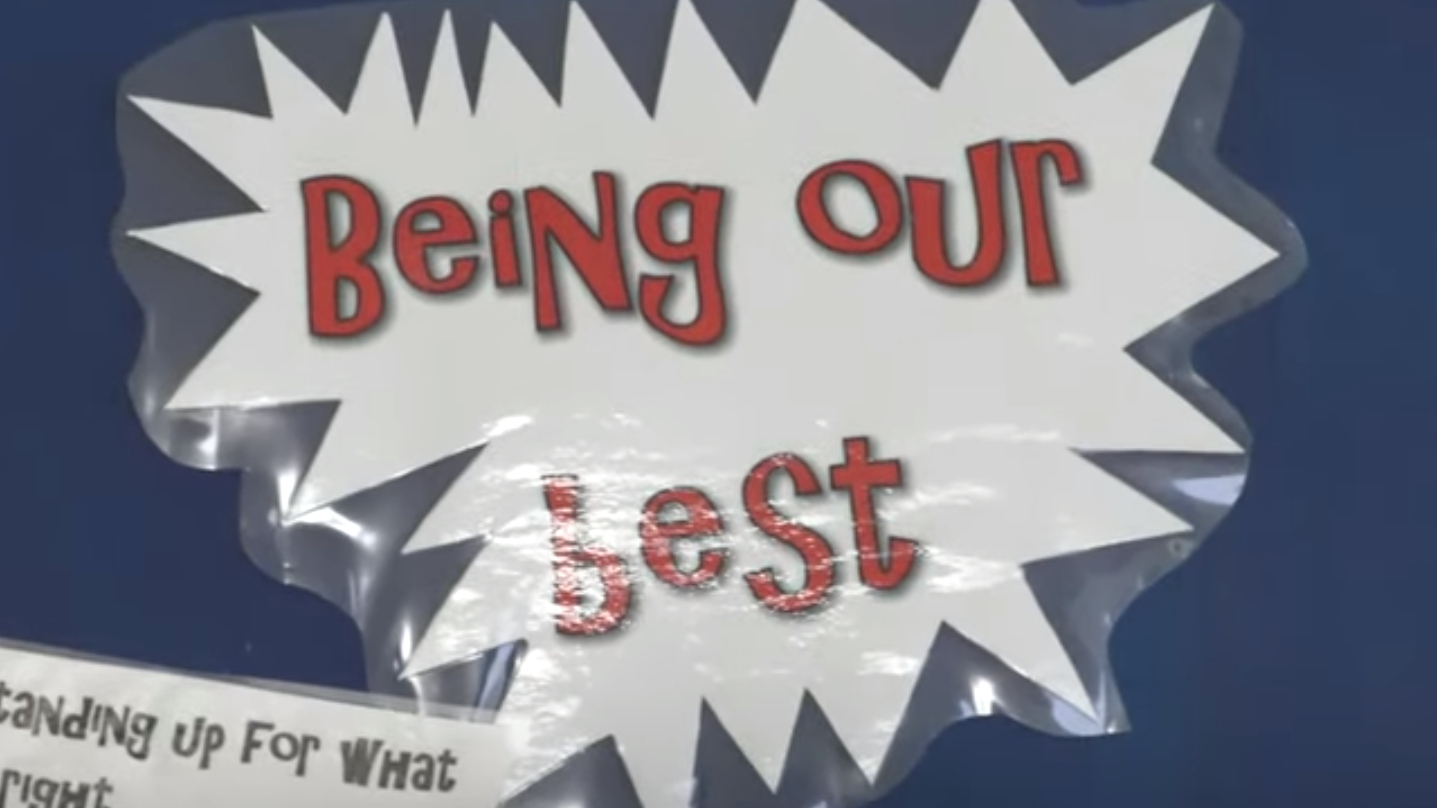 A pinboard heading 'Being our best'