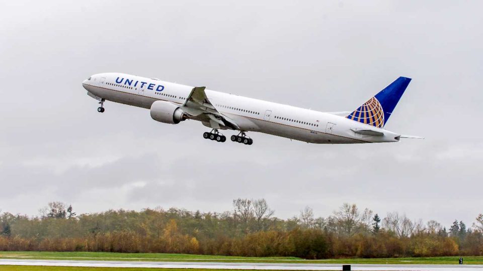 A passenger aircraft taking off