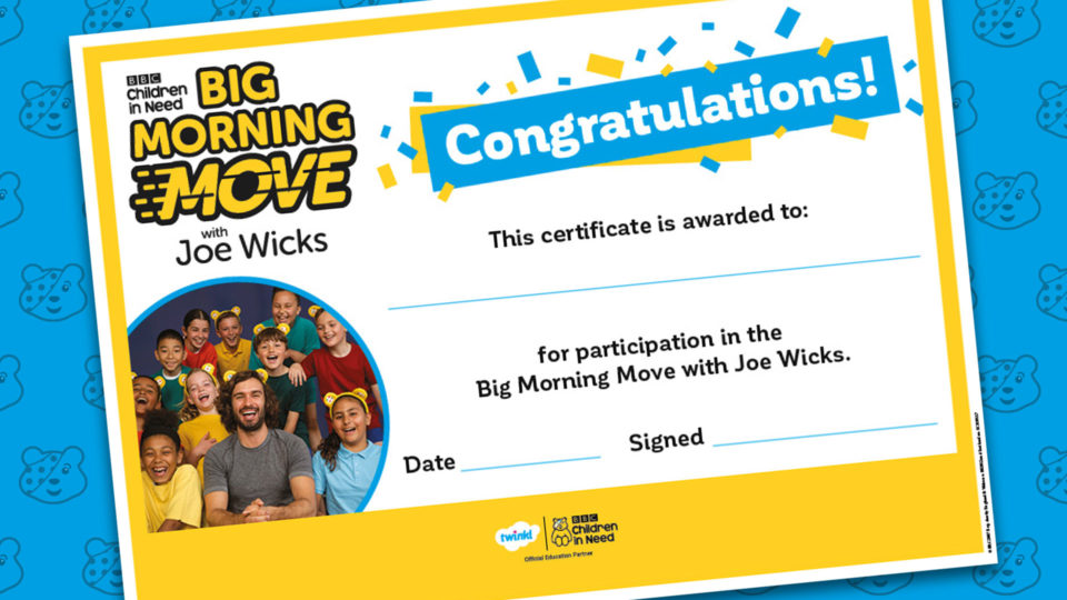 An image of the thank you certificate for Big Morning Move