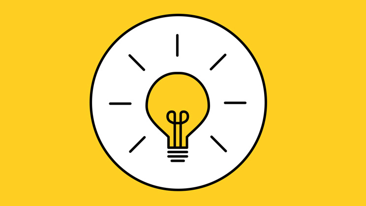 An illustration of a light bulb in a circle