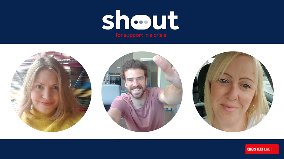 Interviewees from Shout around the Shout charity logo