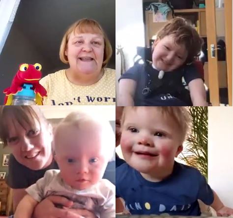 Gillian and some of the children she supports on a video call