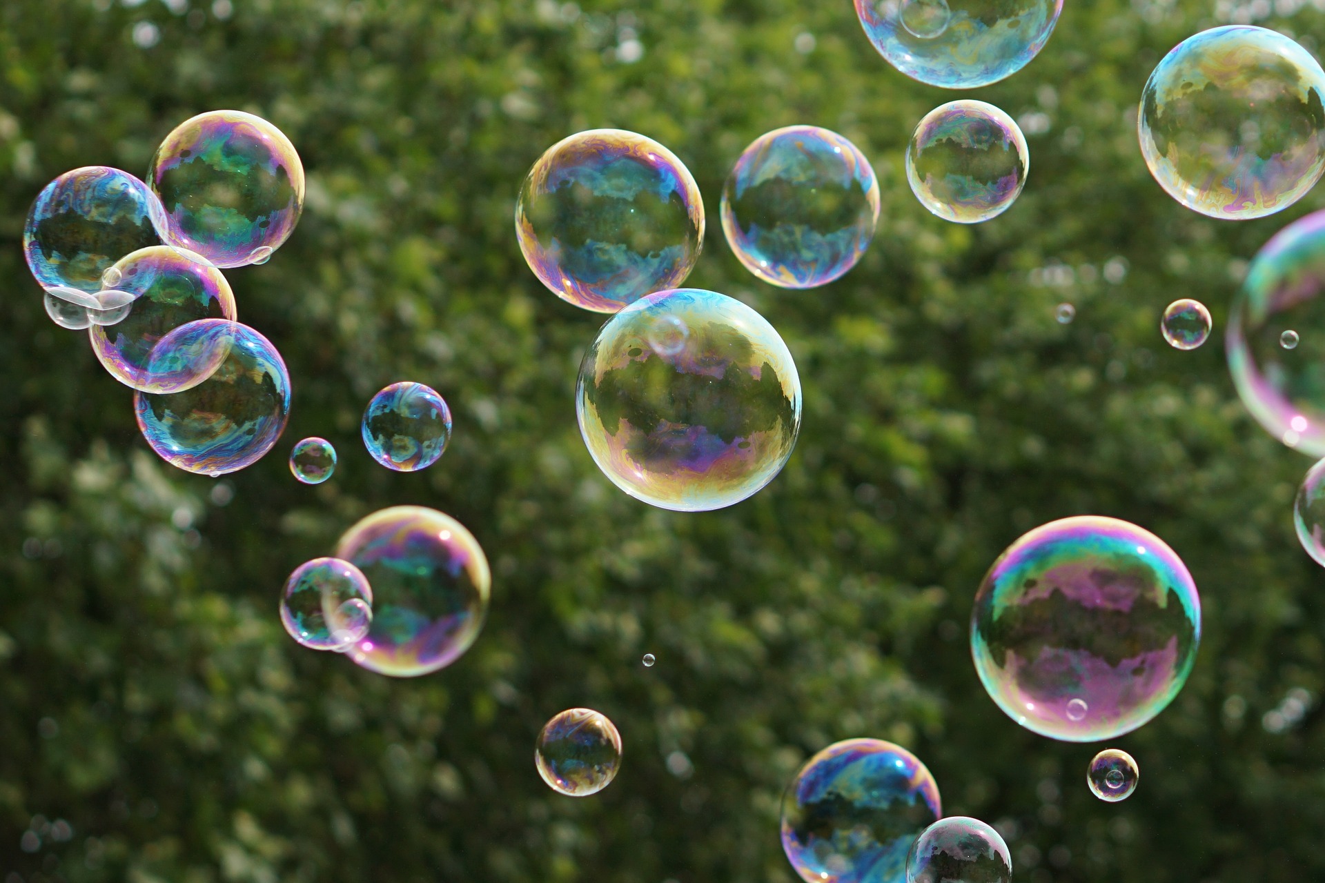 Bubbles floating through the air