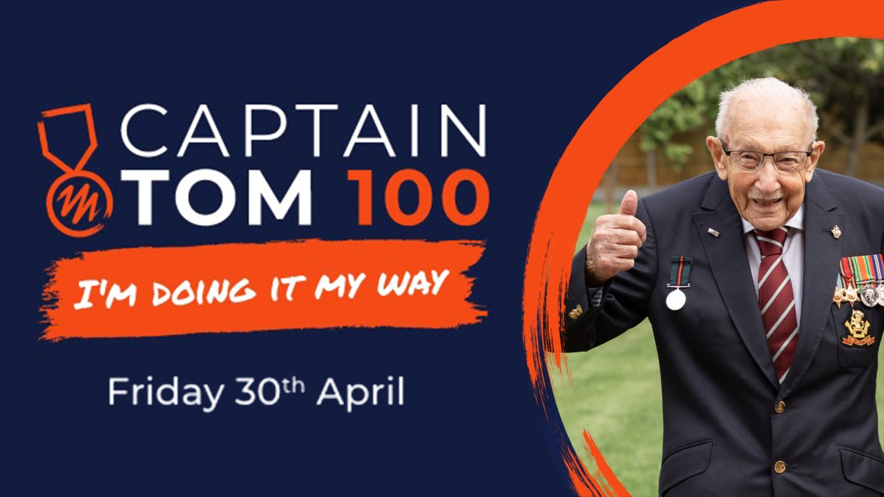 An image of Captain Tom with the title 'Captain Tom 100'