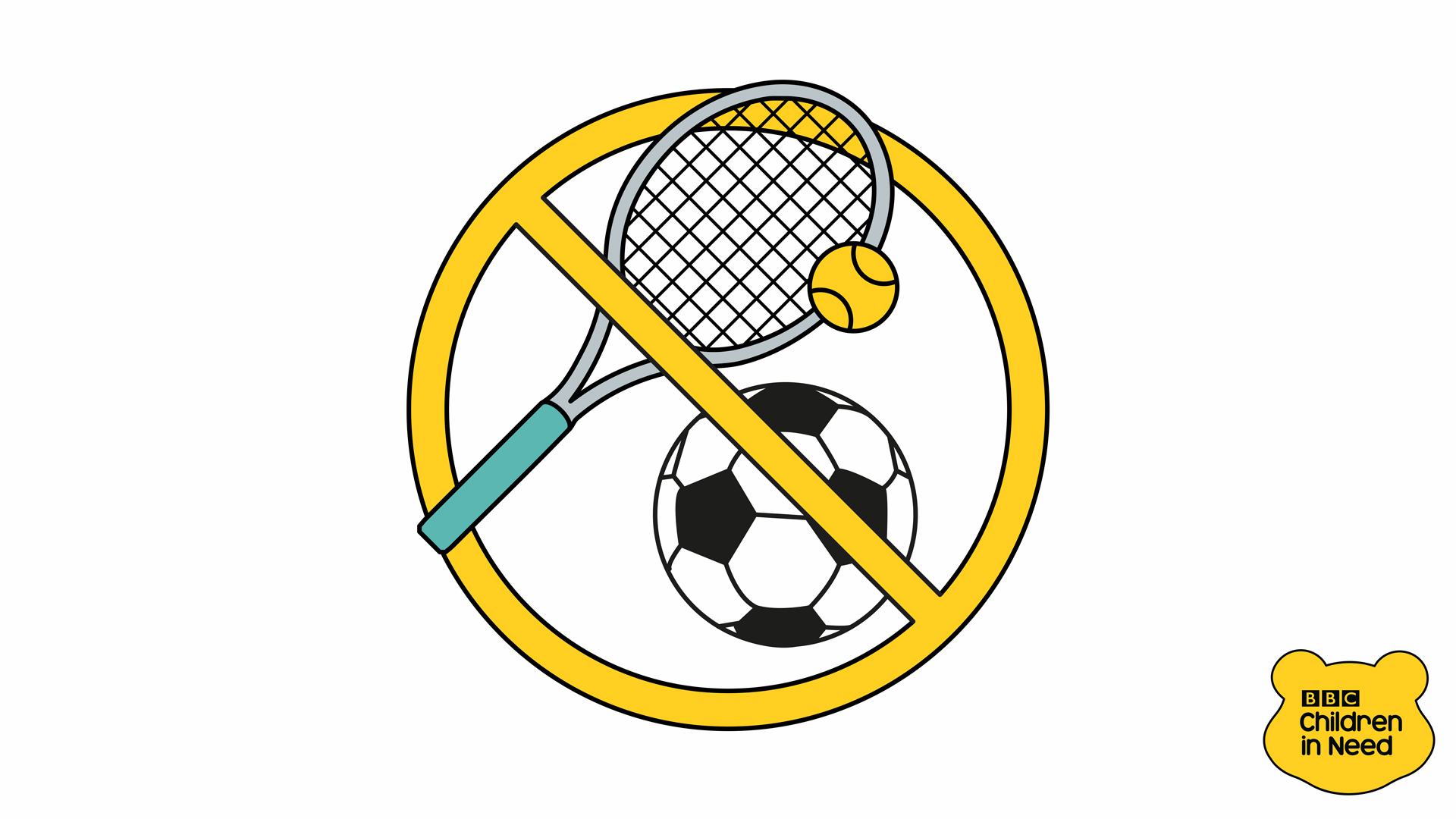 A graphic showing sports equipment inside a 'not allowed' symbol