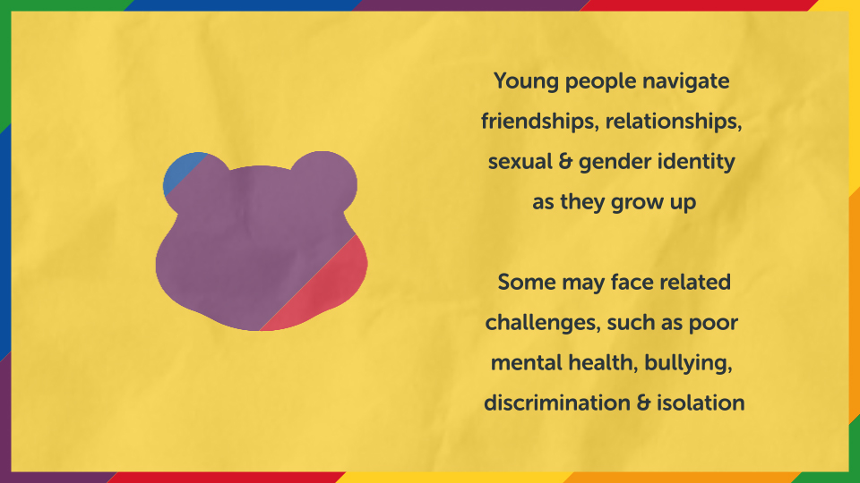 Young people may face challenges relating to friendships, relationships, sexual and gender identity