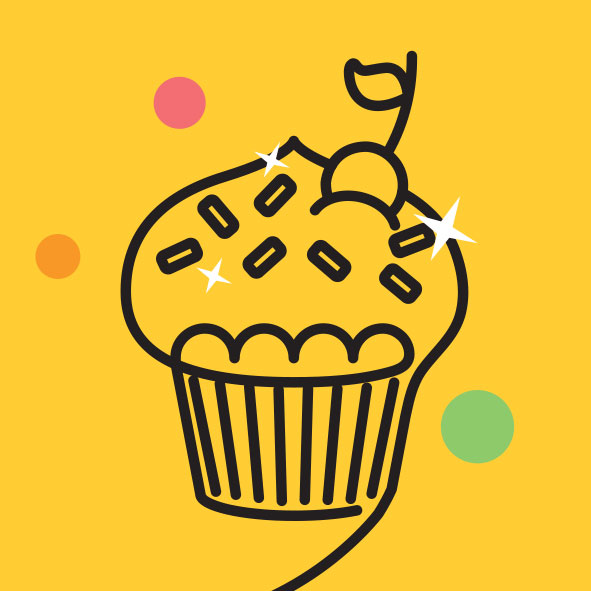 an icon representing a sparkly cupcake