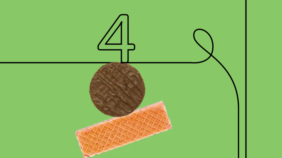The number 4 next to two biscuits