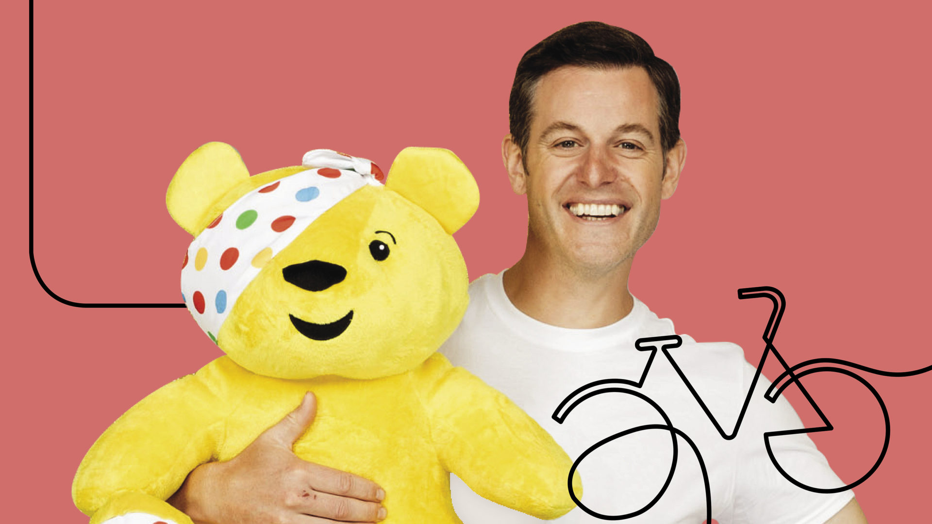 A picture of Matt Baker holding Pudsey