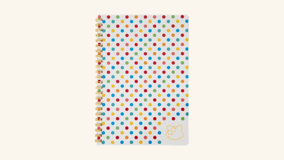 A colourful spotty notebook