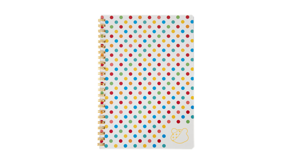 A colourful spotty notebook