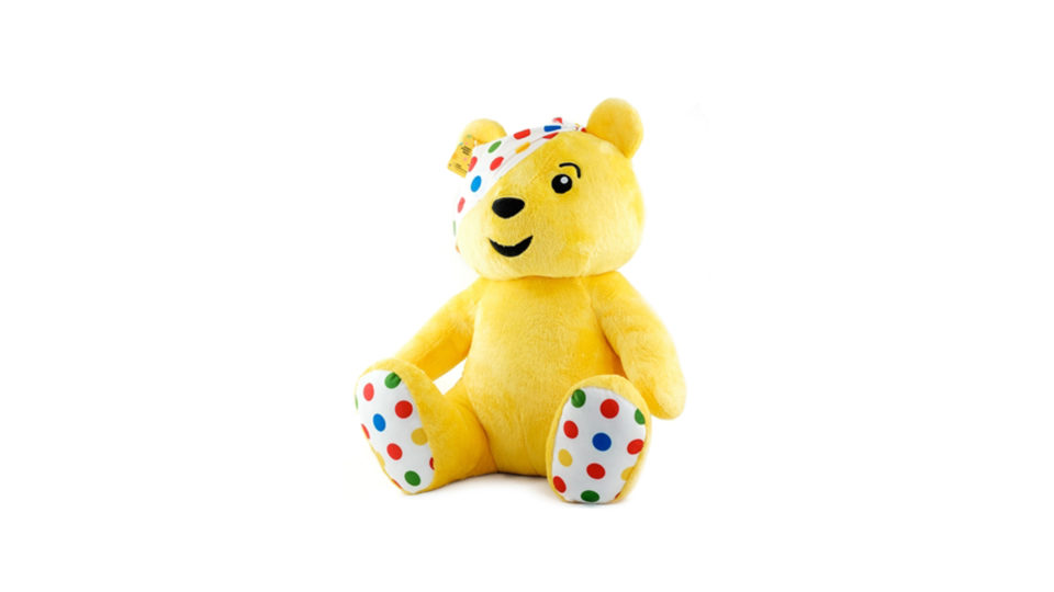 A large plush Pudsey Bear