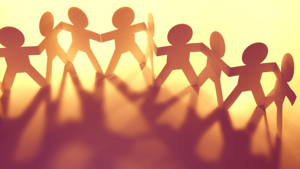 A paperchain of people