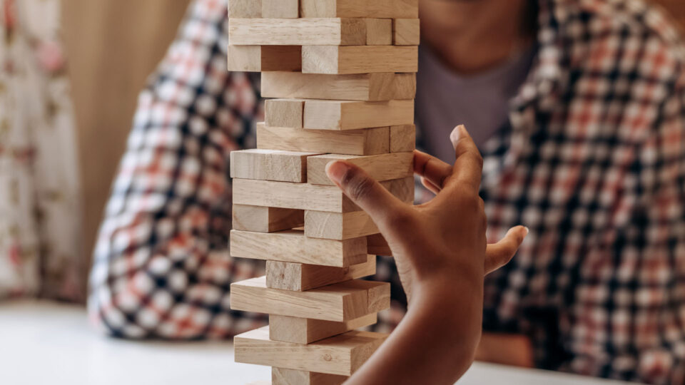People playing jenga