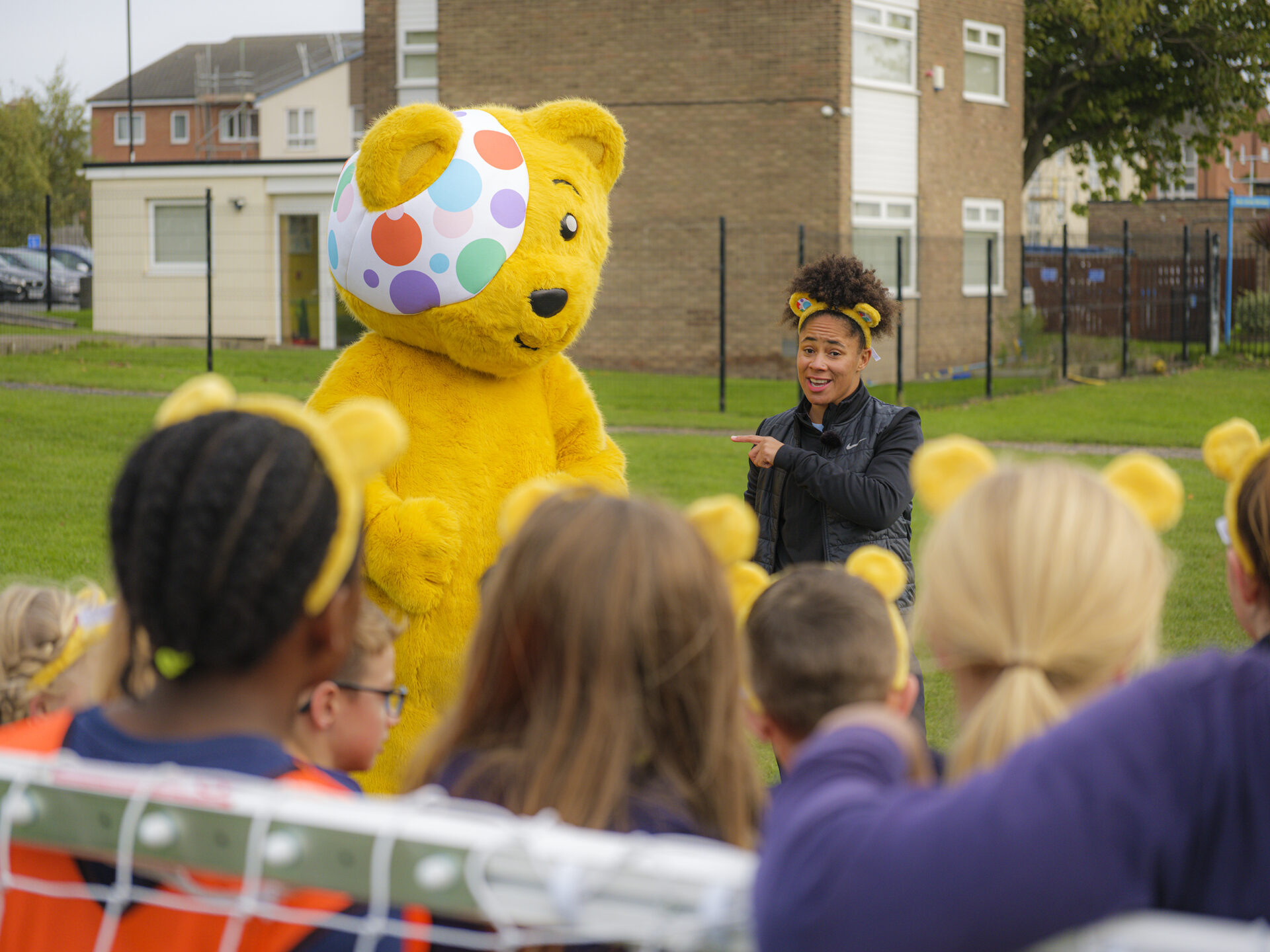 Demi Stokes and Pudsey Bear