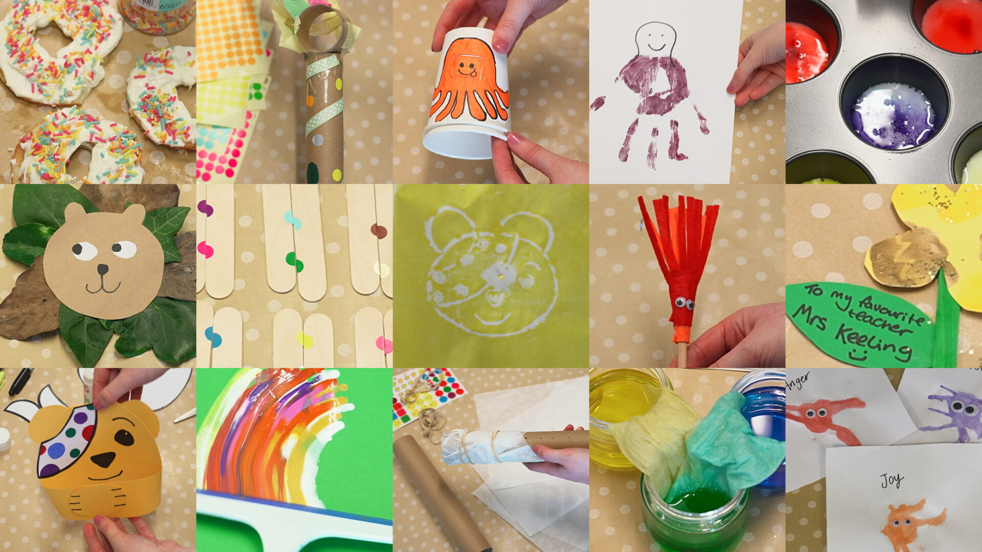 A montage showing lots of different craft projects