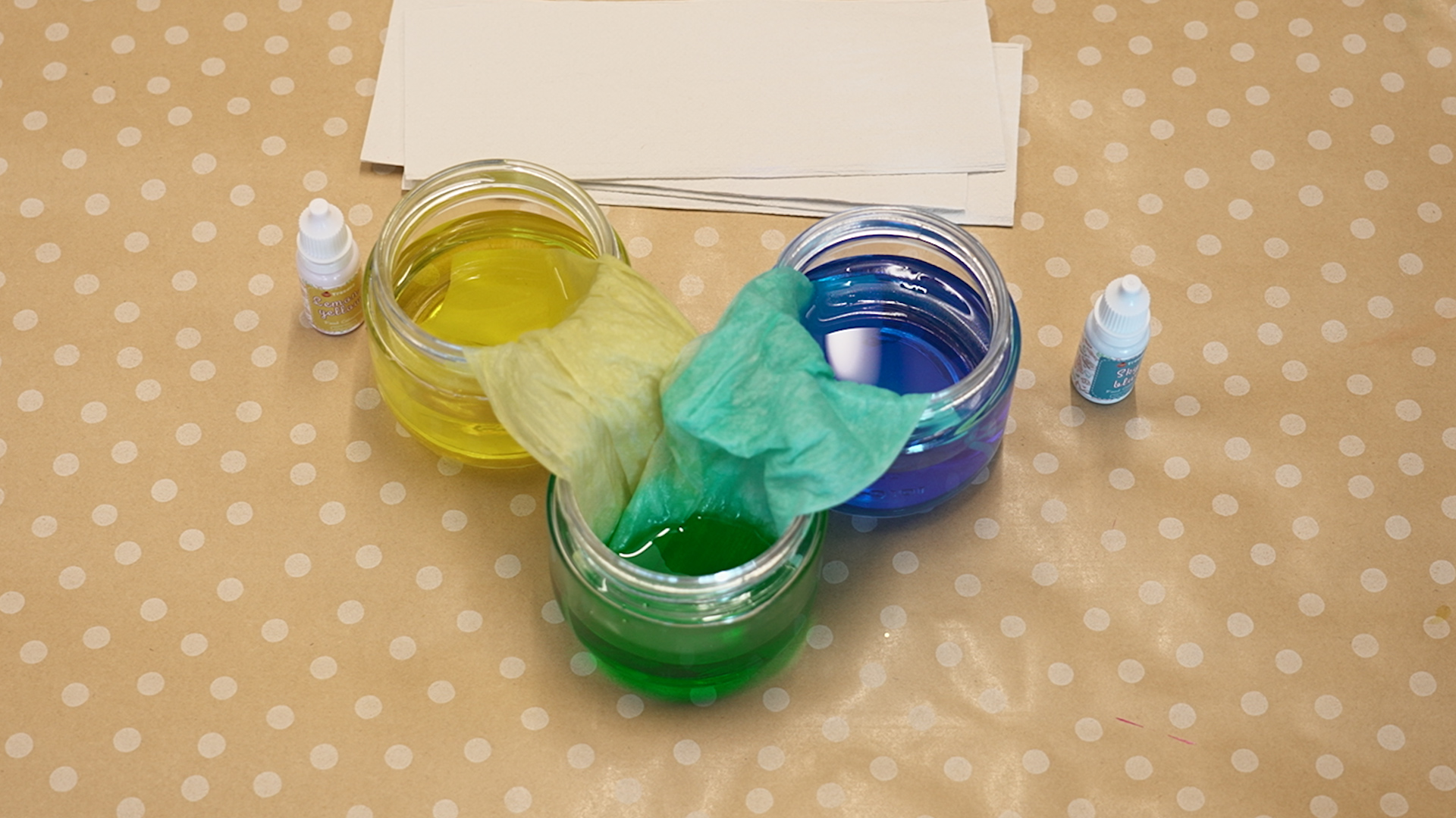 pots of coloured water