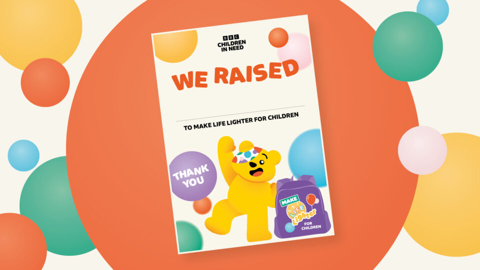 A poster with the title 'We Raised...' and space to add a total