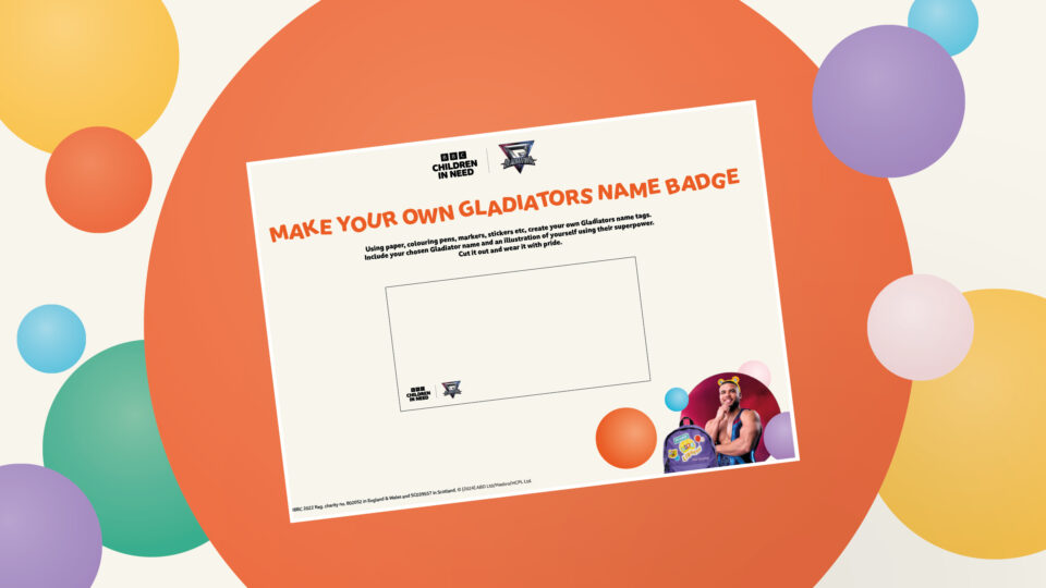 Gladiators name badge resource on spotty background