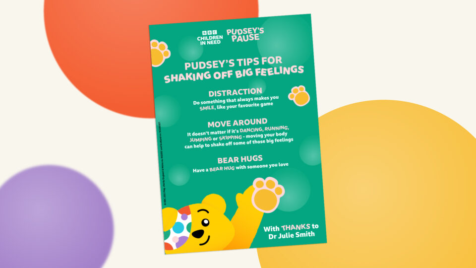 The new resource for shaking off big feelings on a spotty background