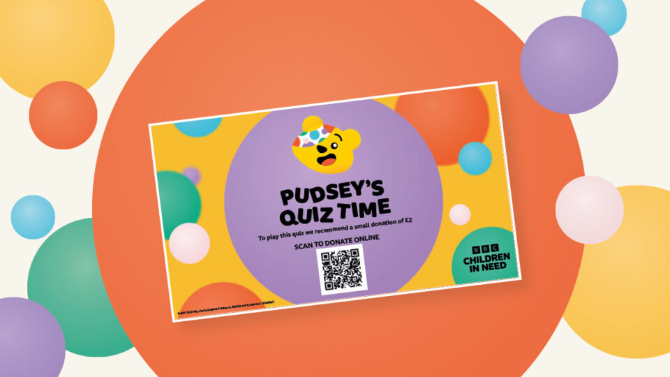 Pudseys Quiz Time banner with a QR code