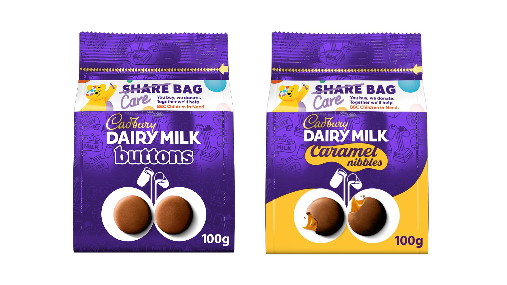 Cadbury share bags - caramel and milk chocolate