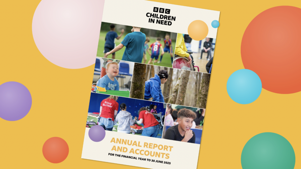 The front page of the recent annual report showing a series of images of children and young people